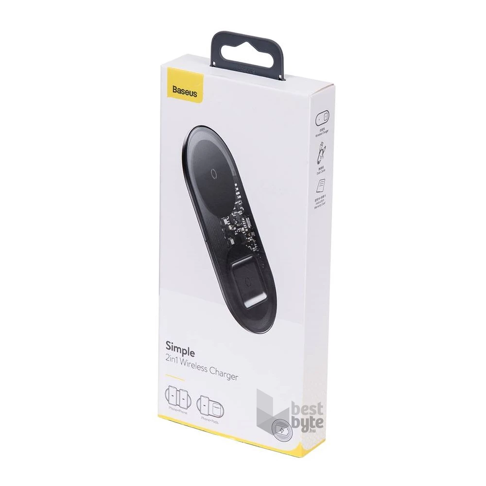 Baseus Simple 18W fekete vezeték nélküli telefon/airpod töltő