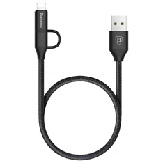 Baseus Yiven 2-1 fekete 1m USB kábel (Micro/Lightning)