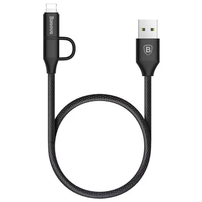 Baseus Yiven 2-1 fekete 1m USB kábel (Micro/Lightning)