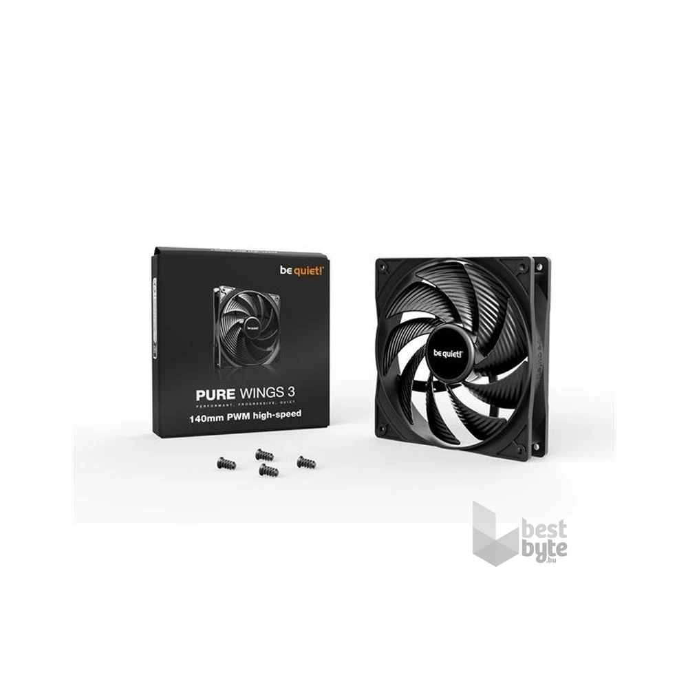 Be Quiet! Cooler 14cm - PURE WINGS 3 140mm PWM high-speed (1800rpm, 30,5dB, fekete)