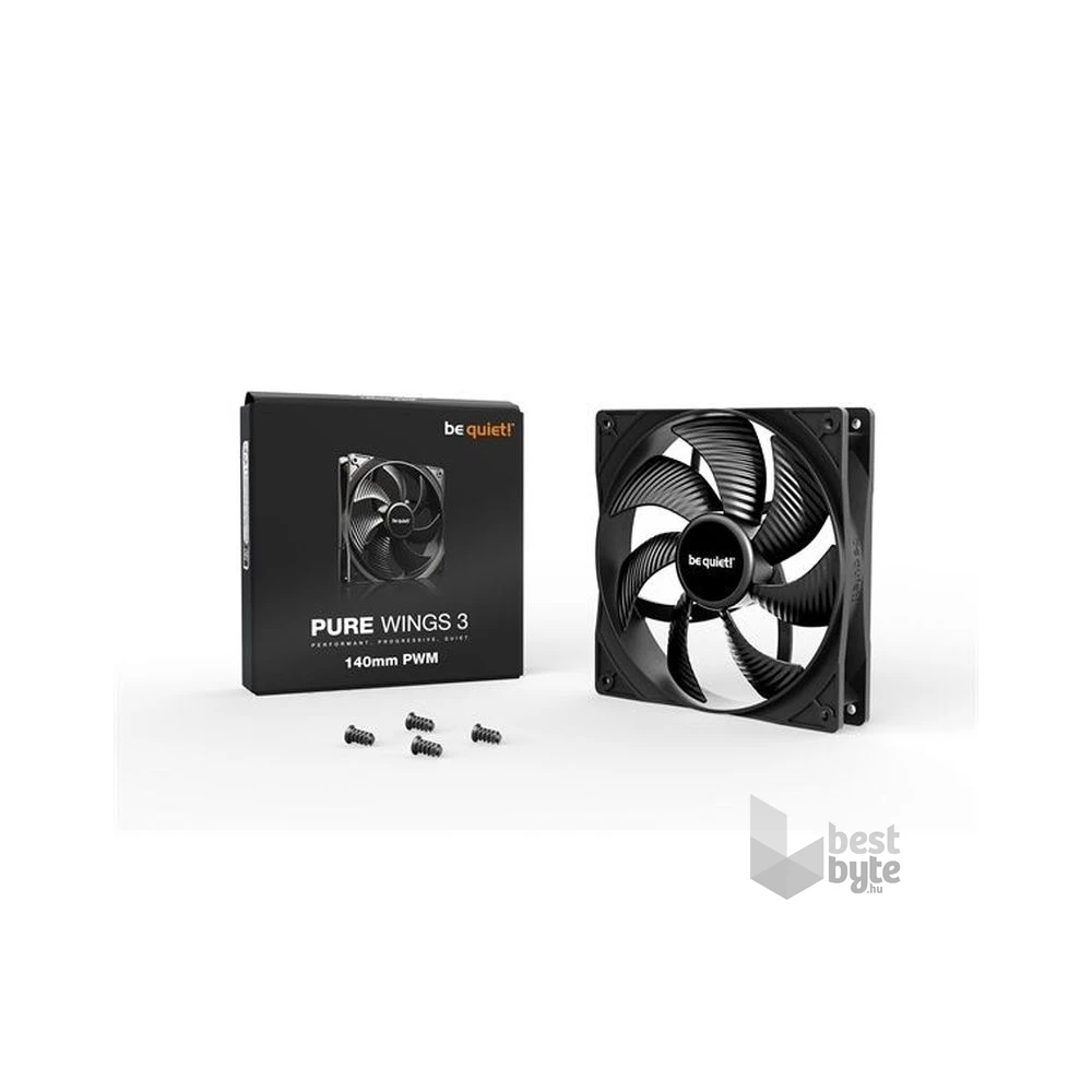 Be Quiet! PURE WINGS 3 PWM (1200rpm, 21,9dB) 140mm fekete ventilátor