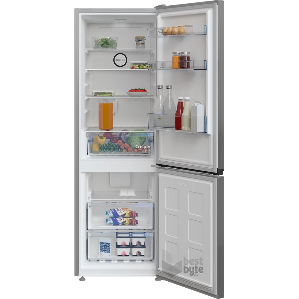 Beko B1RCNA344S ezüst, alulfagyasztós, Hűtő:209L, Fagyasztó:92L, No frost hűtőszekrény