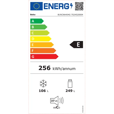 Beko B1RCNA404G titánszürke alulfagyasztós hűtőszekrény