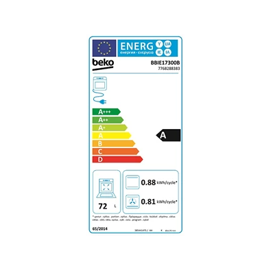 Beko BBIE17300B fekete, beépíthető, sütőtér: 72L, légkeverés, sütő