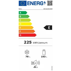 Beko BCSA285K4SN fehér, alulfagyasztós, beépíthető, Hűtő:193L, Fagyasztó:78L, hűtőszekrény