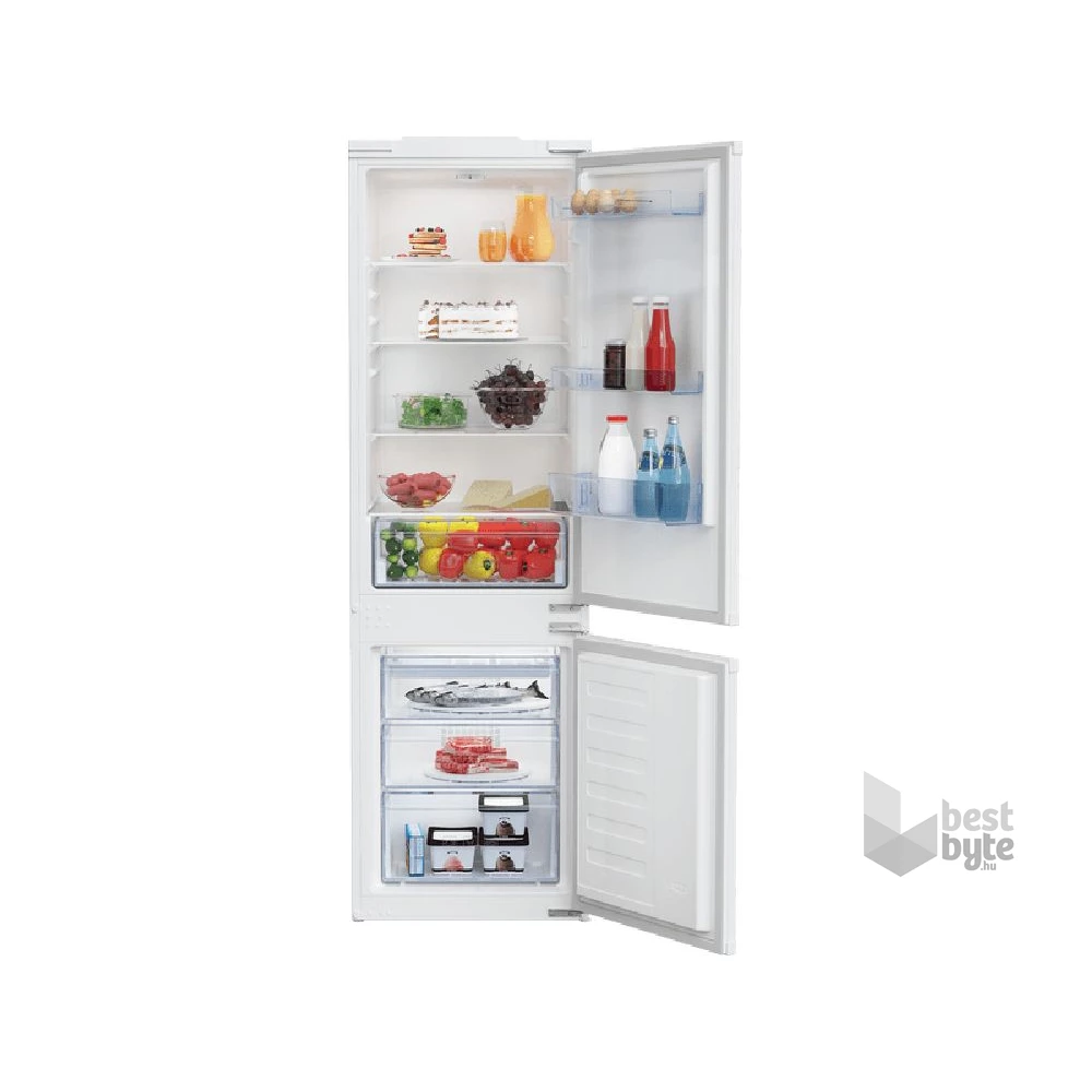 Beko BCSA285K4SN fehér, alulfagyasztós, beépíthető, Hűtő:193L, Fagyasztó:78L, hűtőszekrény