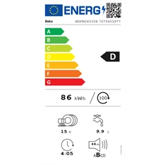Beko BDFN26530X 15 terítékes inox mosogatógép