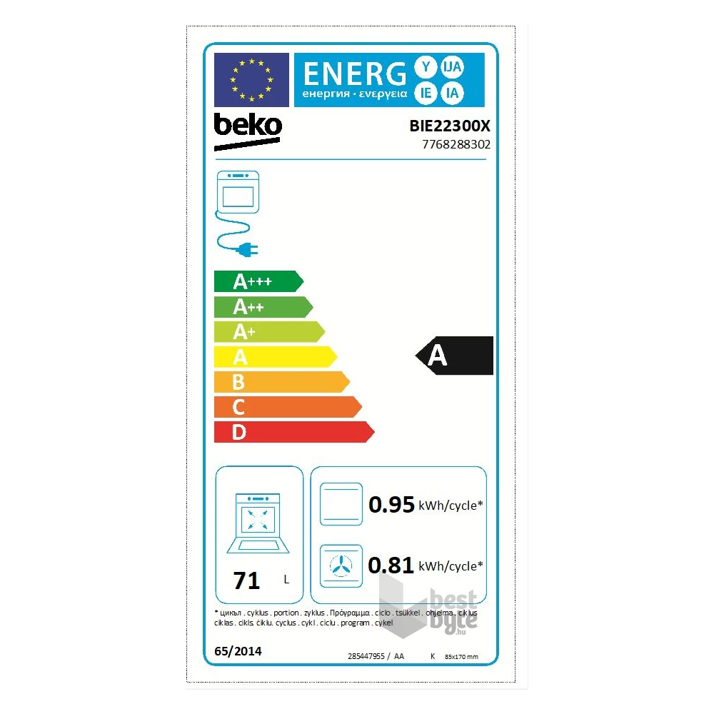 Beko BIE 22300 XP inox, beépíthető, sütőtér: 71L, grill, sütő