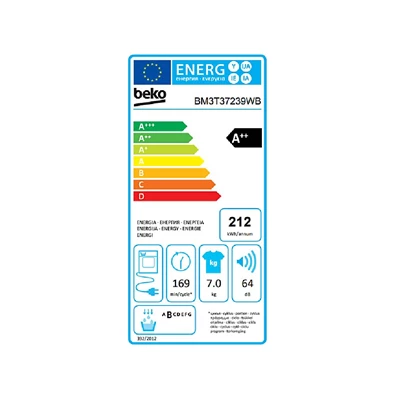 Beko BM3T37239WB fehér, 7 kg, hőszivattyús, szárítógép