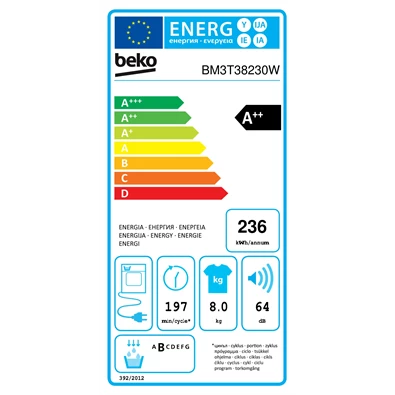 Beko BM3T38230W 8 kg hőszivattyús szárítógép