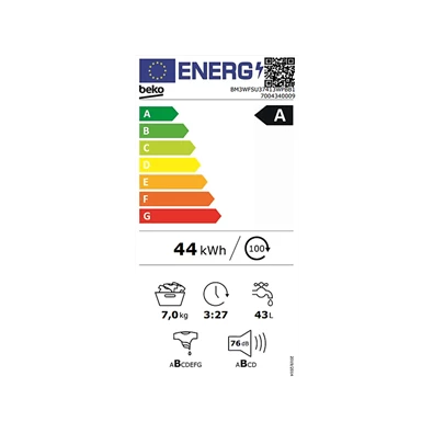 Beko BM3WFSU37413WPBB1 keskeny 7 kg elöltöltős mosógép