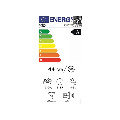 Beko BM3WFSU37413WPBB1 keskeny 7 kg elöltöltős mosógép