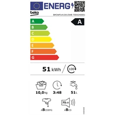 Beko BM3WFU410415WB 10 kg elöltöltős mosógép