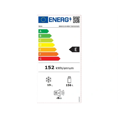 Beko BSSA210K4SN egyajtós, beépíthető, Hűtő:156L, Fagyasztó:19L, Minfrost hűtőszekrény (Újszerű)