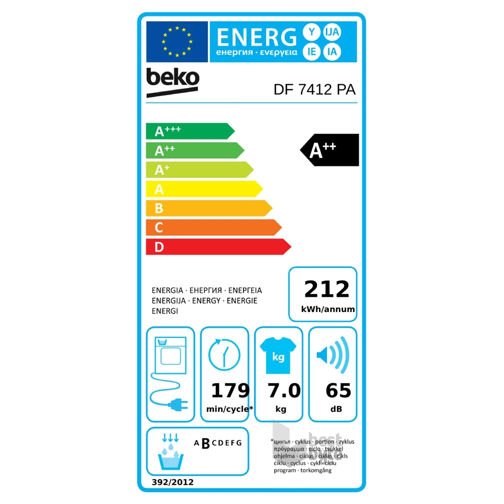 Beko DF7412PA fehér, 7 kg, hőszivattyús, szárítógép