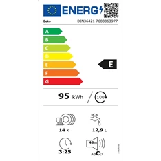 Beko DIN36421 beépíthető 14 terítékes mosogatógép