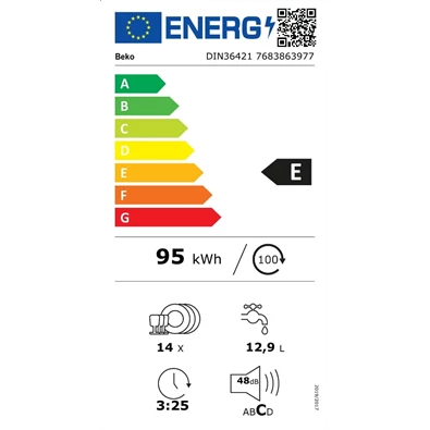 Beko DIN36421 beépíthető 14 terítékes mosogatógép