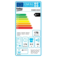 Beko DS8512GX 8 kg hőszivattyús szárítógép