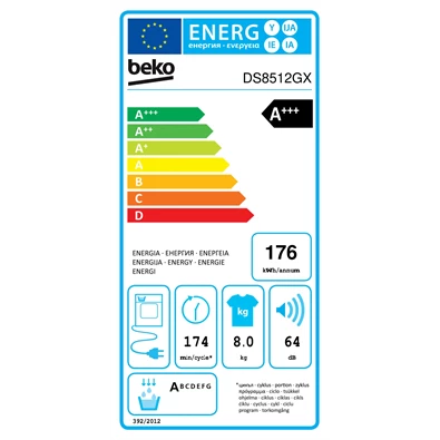 Beko DS8512GX 8 kg hőszivattyús szárítógép