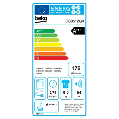 Beko DS8512GX fehér, 8 kg, hőszivattyús, szárítógép (Újszerű)