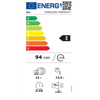 Beko DVN-05320 S 13 terítékes mosogatógép