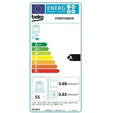Beko FSM57300GW fehér, szabadonálló, kerámialapos, elektromos, főzőzóna: 4, sütő:55L, grill, tűzhely (Újszerű)
