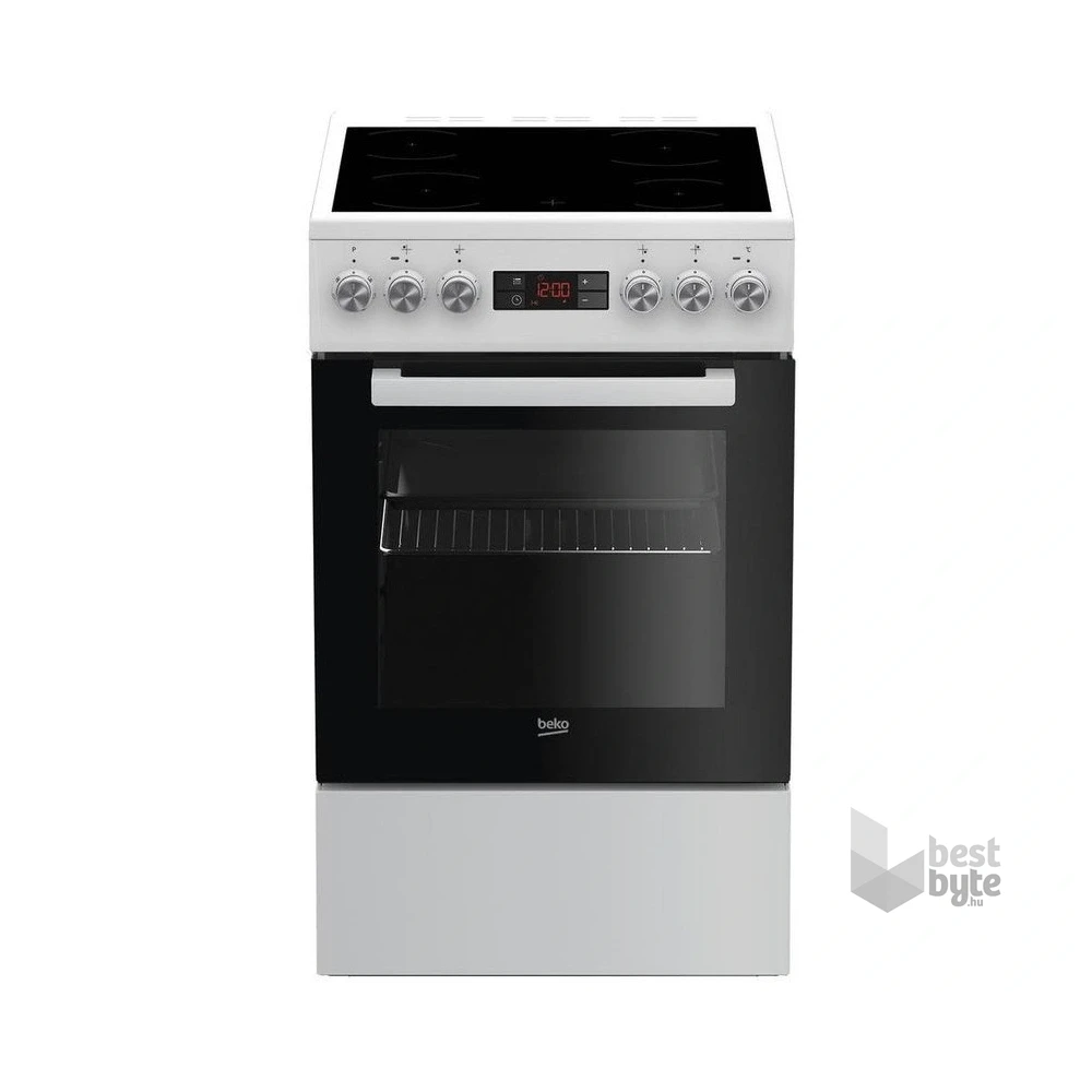 Beko FSM57300GW fehér, szabadonálló, kerámialapos, elektromos, főzőzóna: 4, sütő:55L, grill, tűzhely (Újszerű)