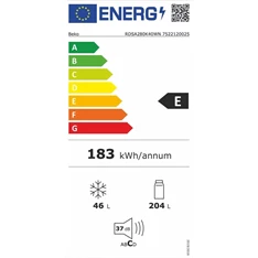 Beko RDSA280K40WN fehér, felülfagyasztós, Hűtő:204L, Fagyasztó:46L, Minfrost hűtőszekrény