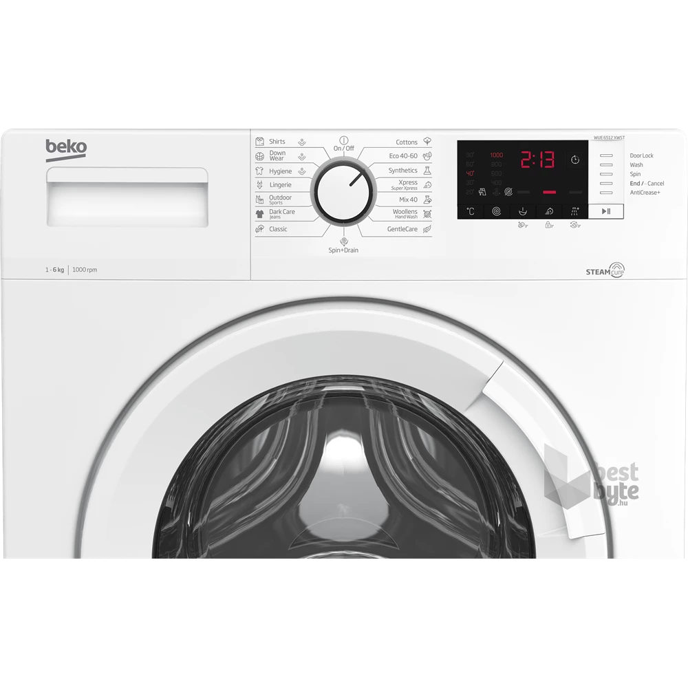 Beko WUE 6512 XWST fehér, elöltöltős, keskeny, max.1000ford., 6 kg, mosógép
