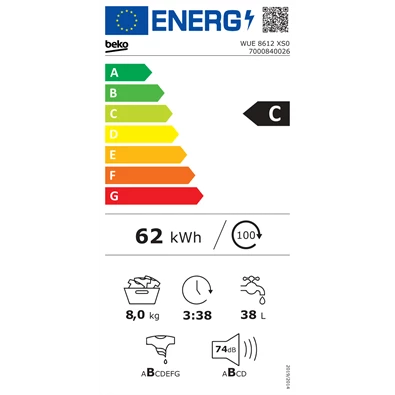 Beko WUE 8612 XS0 8 kg elöltöltős mosógép