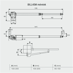 Beninca BILL-40M SX szárnyaskapu motor, önzáró, 400mm löket, max 3,5m-es szárny
