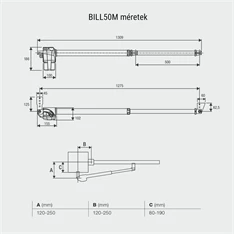 Beninca BILL-50M DX szárnyaskapu motor, önzáró, 500mm löket, max 4,5m-es szárny