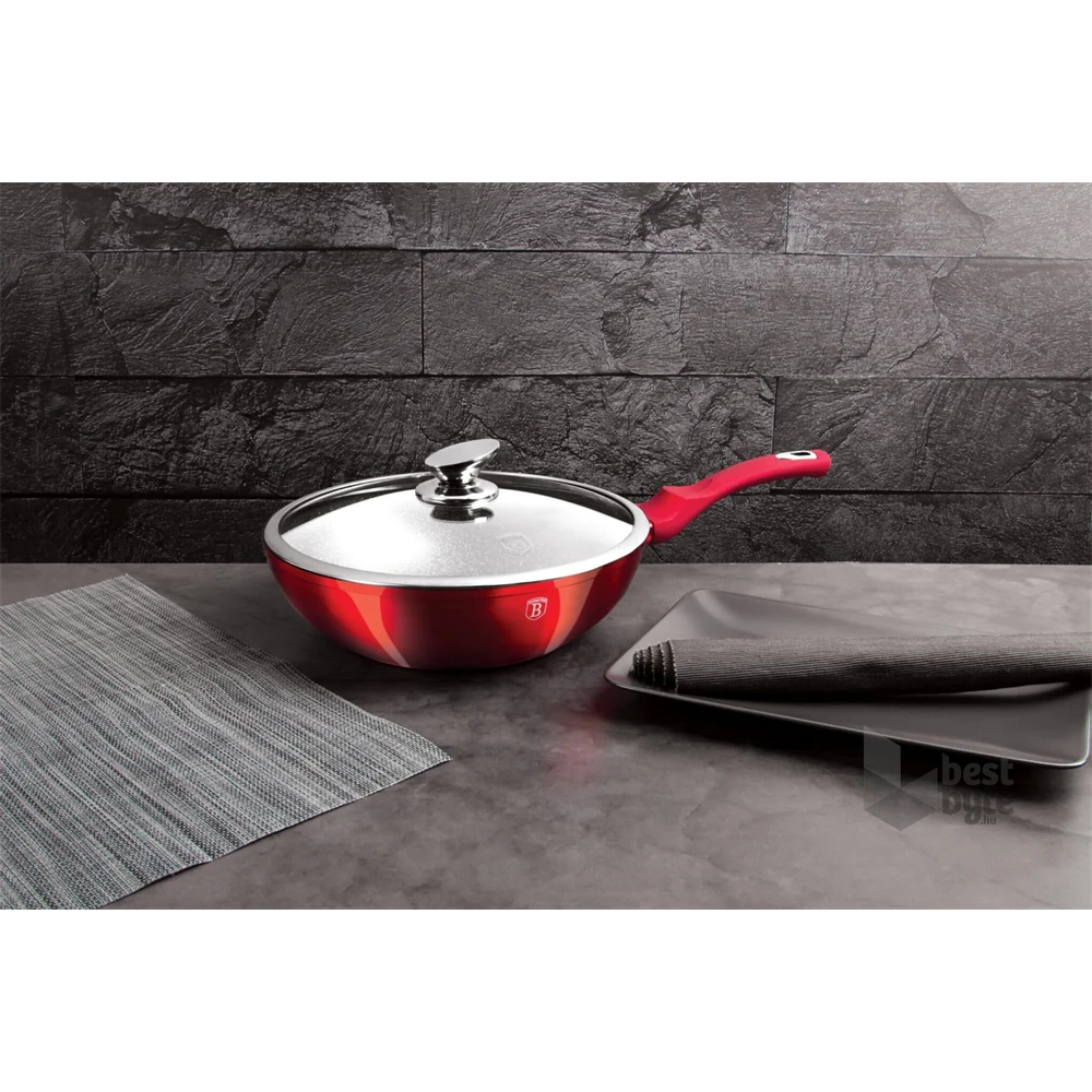 Berlinger Haus BH/1265N Metallic Line Burgundy Edition 28 cm fedővel, wok