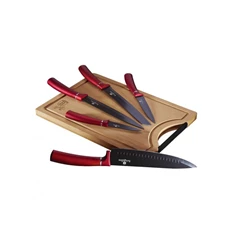 Berlinger Haus BH/2552AN bambusz vágódeszkával, burgundi 6 részes késkészlet