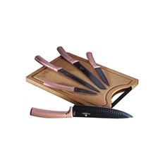 Berlinger Haus BH/2554A bambusz vágódeszkával, pink 6 részes késkészlet