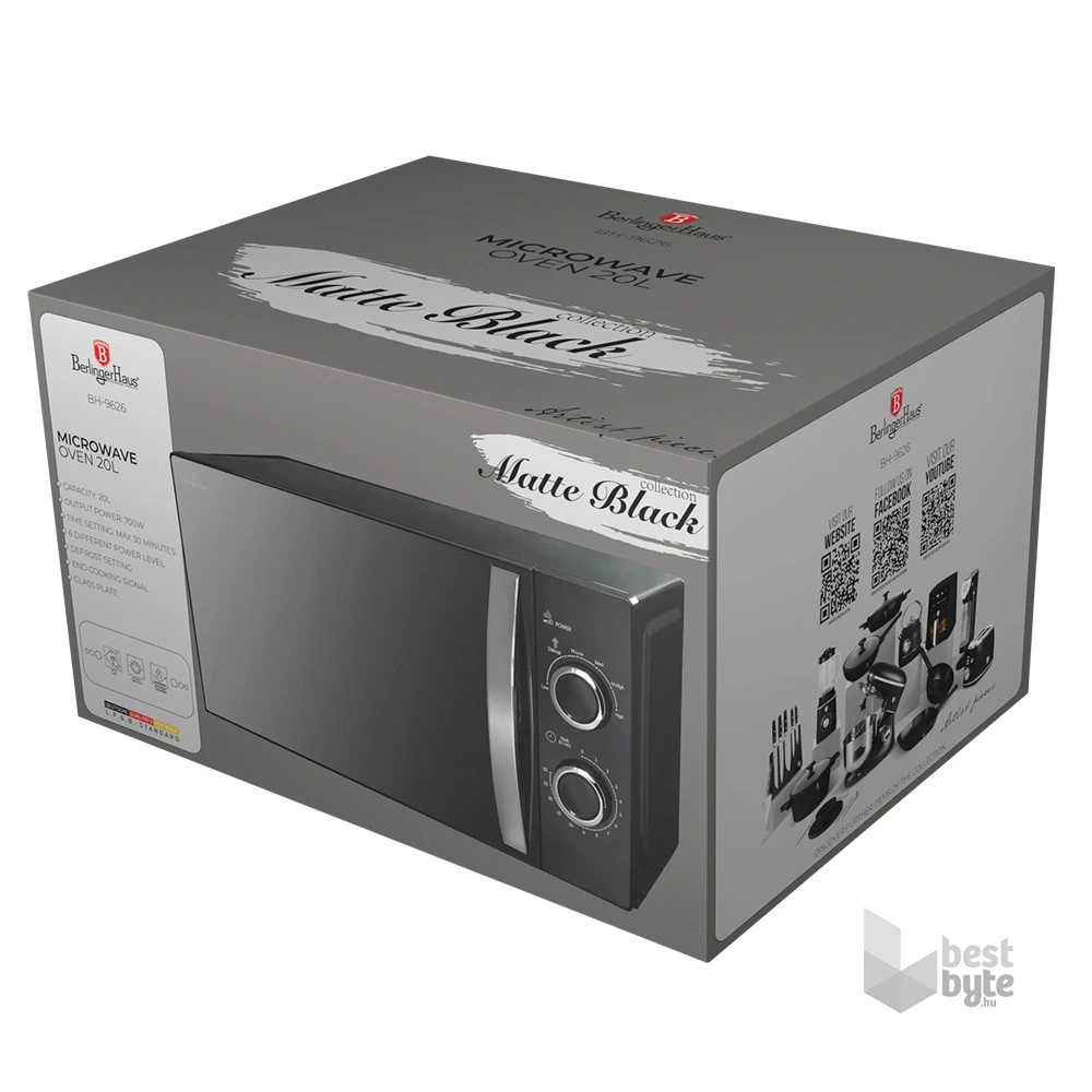 Berlinger Haus BH/9626 700W 20L fekete mechanikus mikrohullámú sütő