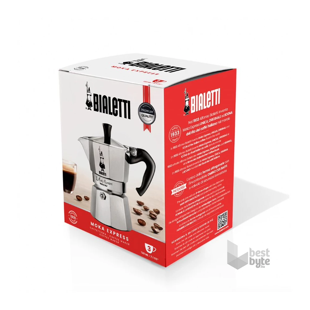 Bialetti Moka Express inox 1 személyes kotyogós kávéfőző