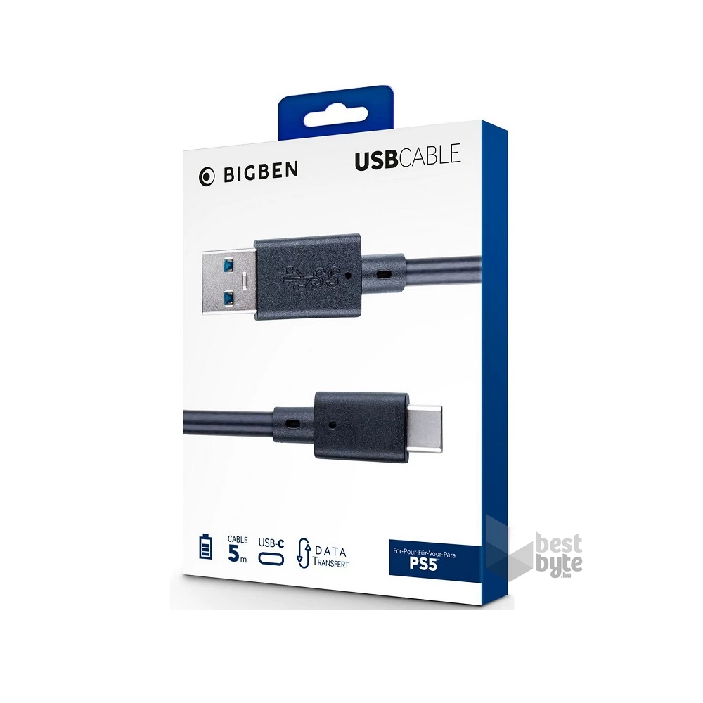 BigBen 2807139 5m PS5 USB kábel