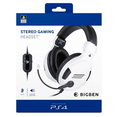 BigBen V3 PS4/PC sztereo fehér gamer headset