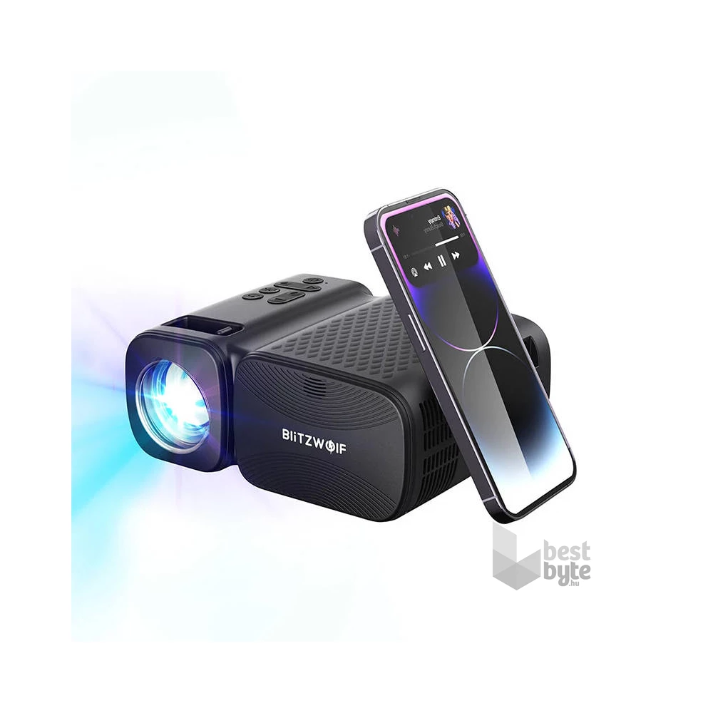 BlitzWolf BW-V3 Wi-Fi + Bluetooth fekete mini LED projektor