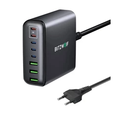 Blitzwolf BW-S26 250W Gan PD 3xUSB/5xType-C fekete hálózati töltőállomás