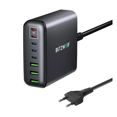 Blitzwolf BW-S26 250W Gan PD 3xUSB/5xType-C fekete hálózati töltőállomás