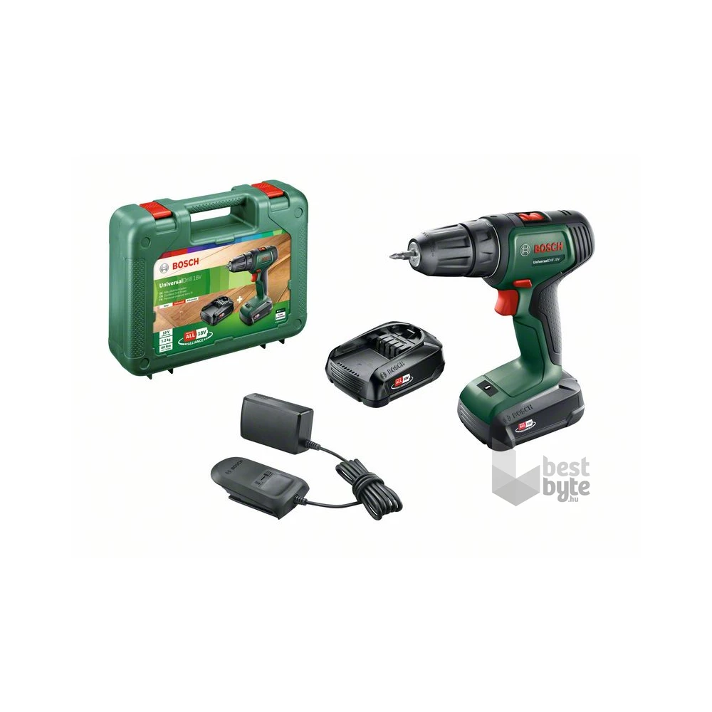 Bosch 06039D4002 Universaldrill 18V 2x1,5Ah kofferban akkus fúró-csavarozó