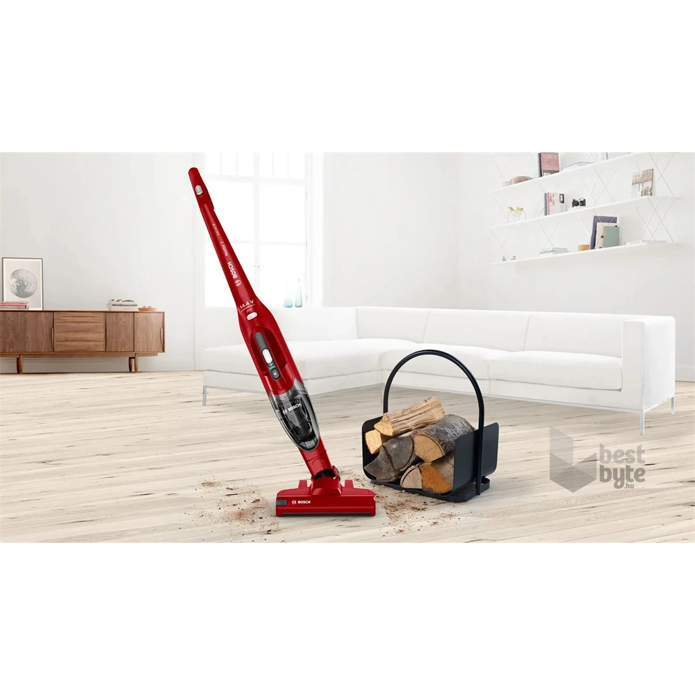 Bosch BBHF214R 2 az 1-ben akkumulátoros piros álló porszívó