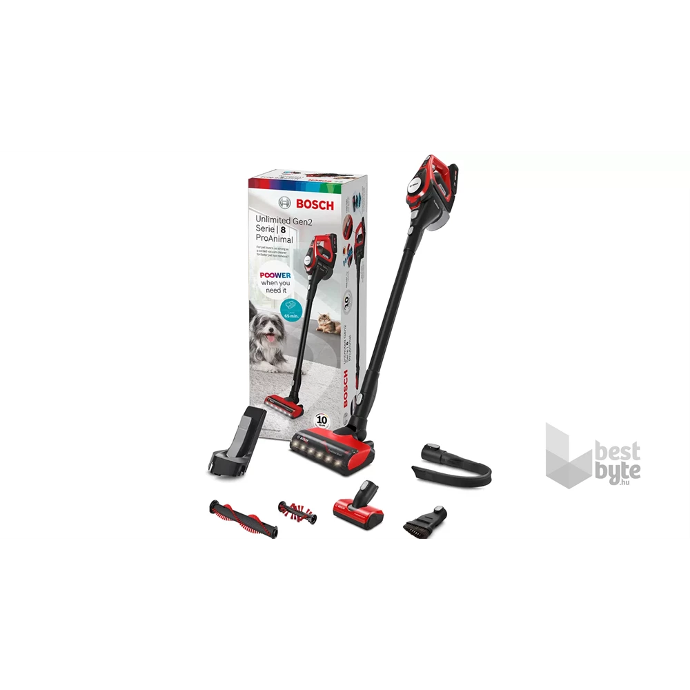 Bosch BBS8214PET Unlimited Gen2 ProAnimal vörös vezeték nélküli álló porszívó