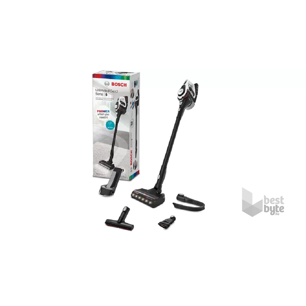 Bosch BBS8214 Unlimited Serie 8 Gen2 fekete-fehér vezeték nélküli álló porszívó