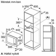 Bosch BFL623MB3 800W 20L fekete beépíthető mikrohullámú sütő