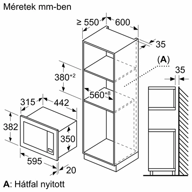 Bosch BFL623MB3 800W 20L fekete beépíthető mikrohullámú sütő