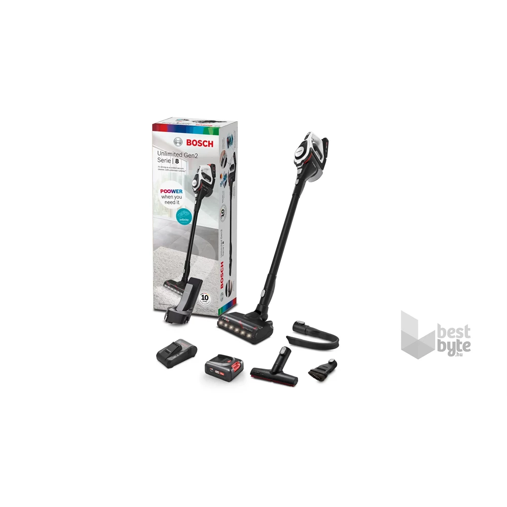 Bosch BSS8224 Unlimited Gen2 fekete-fehér vezeték nélküli álló porszívó