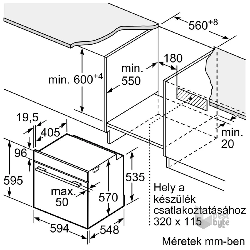 Bosch HBA272BB0 fekete, beépíthető, sütőtér: 71L, légkeverés, sütő